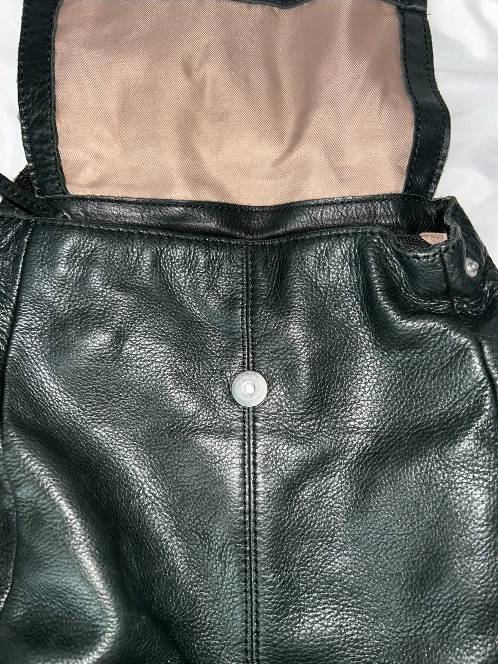 American Leather Co Genuine Super Soft Leather Backpack Black Top Sides Snaps